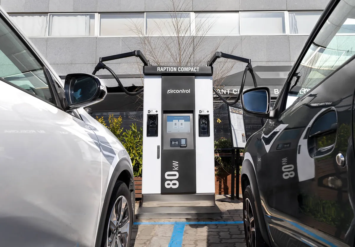Fast EV charging in a car park